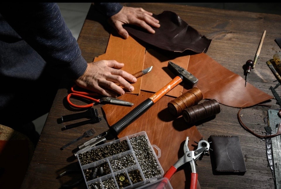 Leatherworking tools and materials